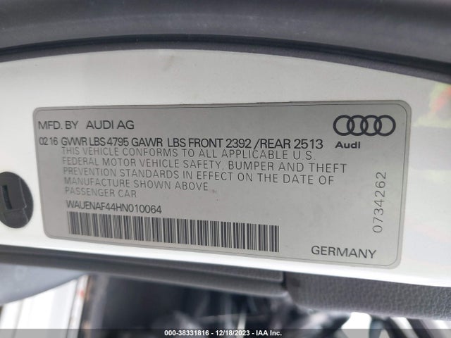 Audi A4 2.0t Premium 2017 WAUENAF44HN010064 Image 9
