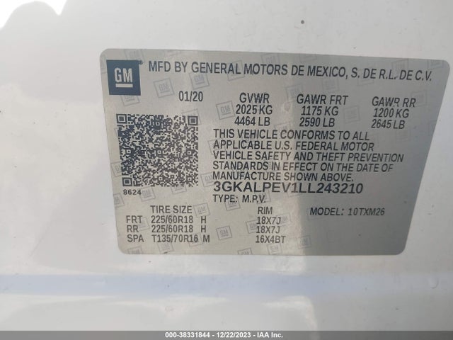 2020 GMC TERRAIN FWD SLT VIN: 3GKALPEV1LL243210
