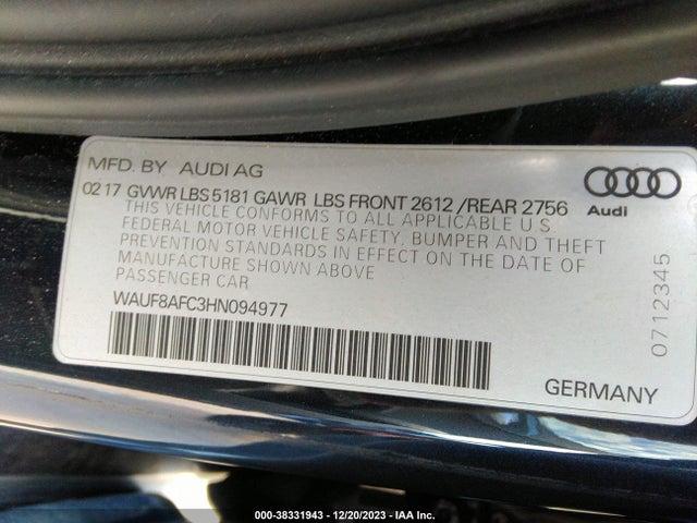 WAUF8AFC3HN094977 Audi A6 2.0t Premium