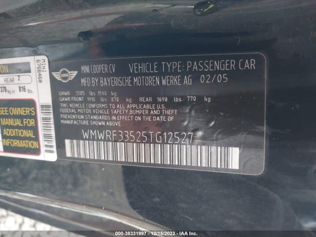 2005 MINI COOPER WMWRF33525TG12527 Photo 8