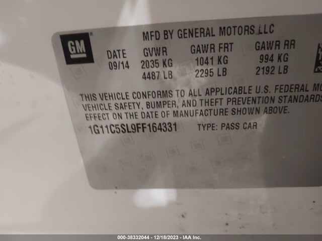 Chevrolet MALIBU 1LT 2015 1G11C5SL9FF164331 Image 9