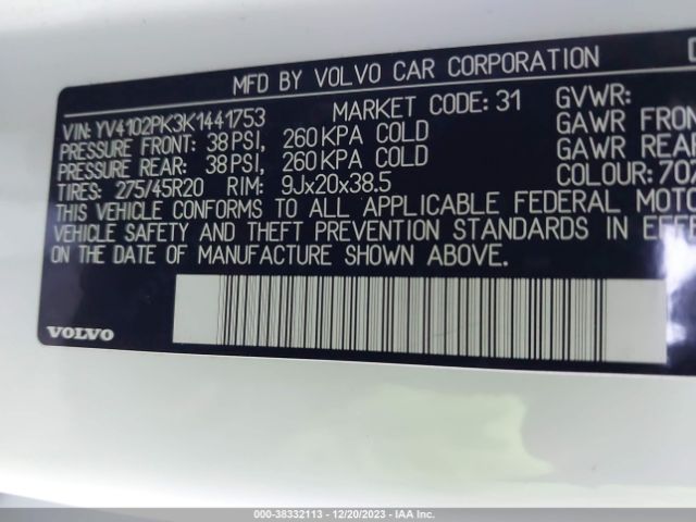 2019 VOLVO XC90 YV4102PK3K1441753 Photo 8