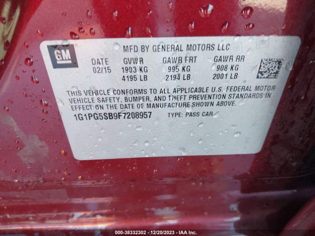 1G1PG5SB9F7208957 Chevrolet CRUZE LTZ