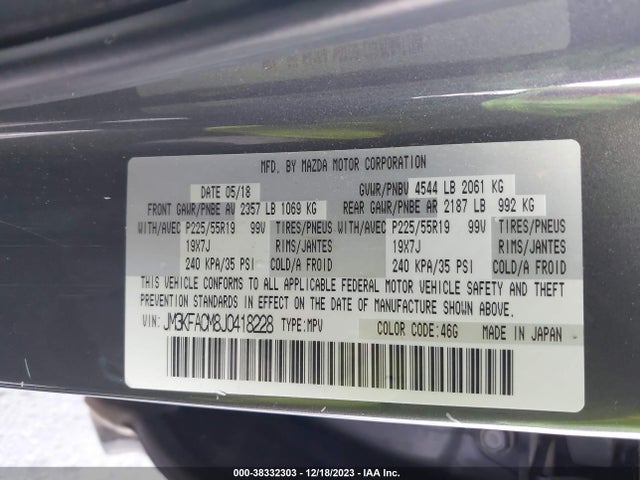 JM3KFACM8J0418228 Mazda Cx-5 Touring