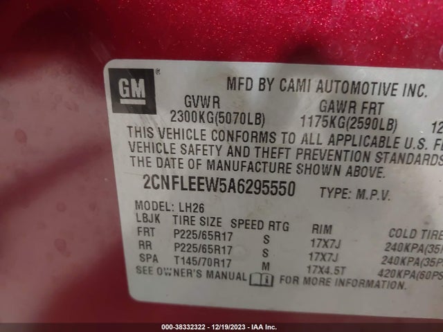 2010 CHEVROLET EQUINOX LT VIN: 2CNFLEEW5A6295550