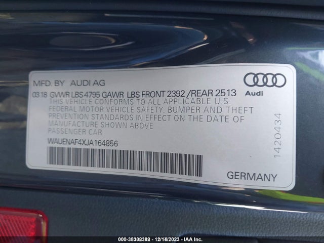 WAUENAF4XJA164856 Audi A4 2.0t Premium/2.0t Tech Premium
