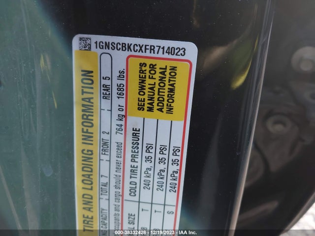 Chevrolet Tahoe Lt 2015 1GNSCBKCXFR714023 Image 9