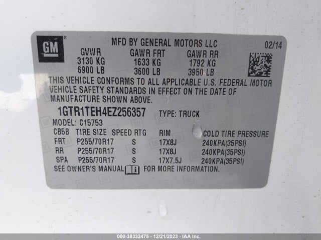 GMC SIERRA 1500 2014 1GTR1TEH4EZ256357 Image 9