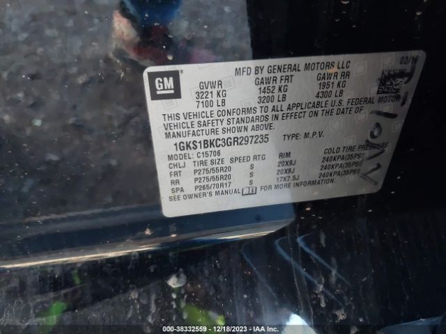 1GKS1BKC3GR297235 GMC YUKON SLT