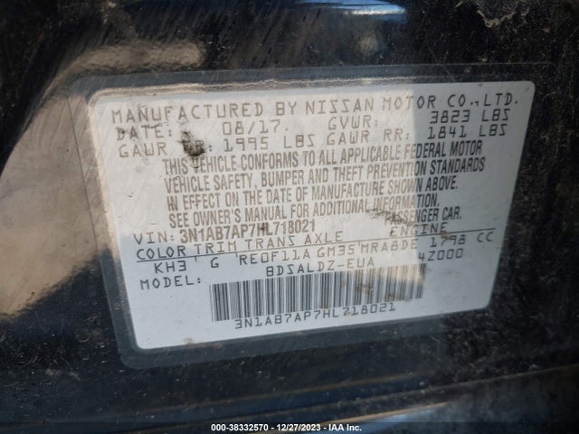 Nissan SENTRA SV 2017 3N1AB7AP7HL718021 Image 9