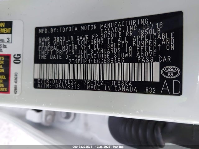 Toyota Corolla S 2016 2T1BURHE6GC686496 Image 9
