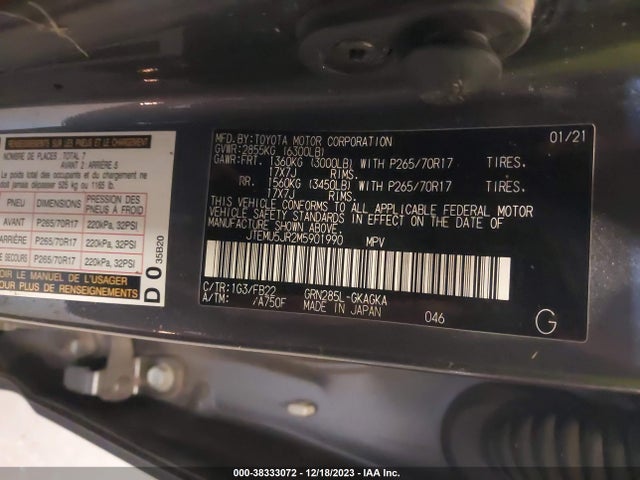 Toyota 4RUNNER SR5 2021 JTEMU5JR2M5901990 Image 9