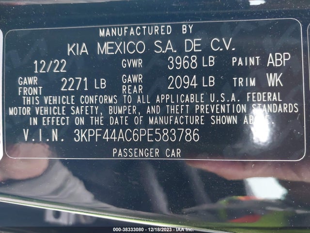 KIA FORTE GT 2023 3KPF44AC6PE583786 Image 9