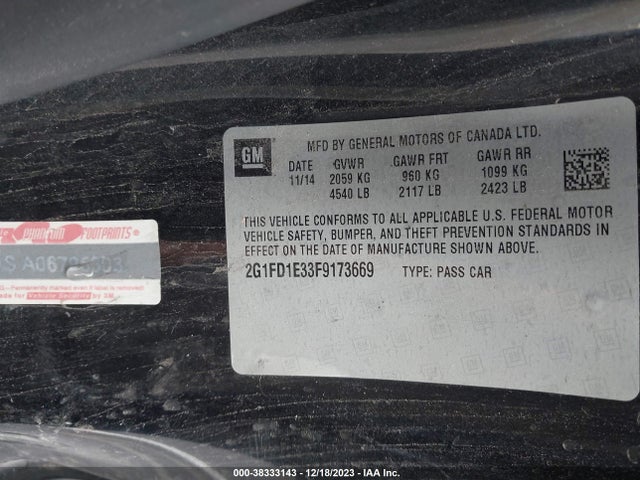 Chevrolet Camaro 1lt 2015 2G1FD1E33F9173669 Image 9