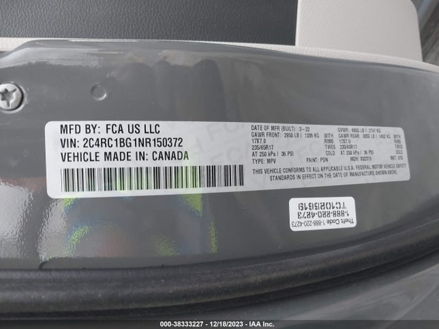 Chrysler Pacifica Touring L 2022 2C4RC1BG1NR150372 Image 9