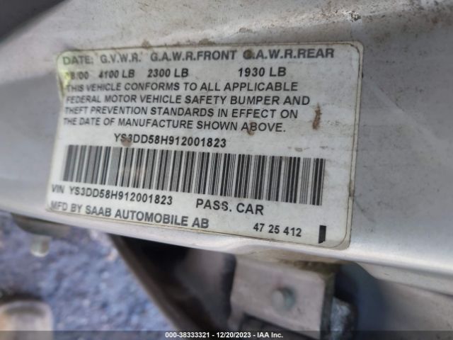 2001 SAAB 9-3 YS3DD58H912001823 Photo 8