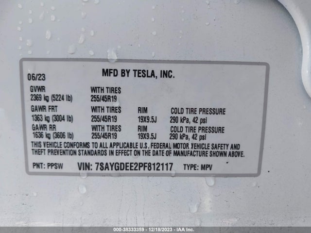 2023 TESLA MODEL Y 7SAYGDEE2PF812117 Photo 8