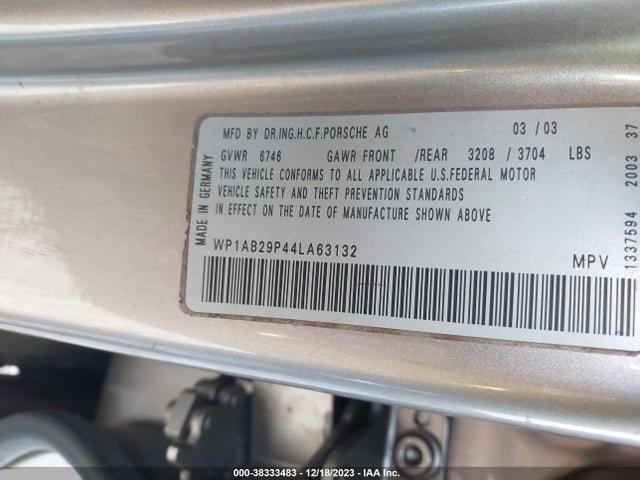 2004 PORSCHE CAYENNE WP1AB29P44LA63132 Photo 8