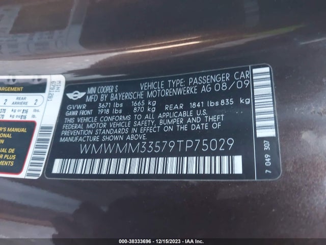 2009 MINI COOPER S CLUBMAN WMWMM33579TP75029 Photo 8