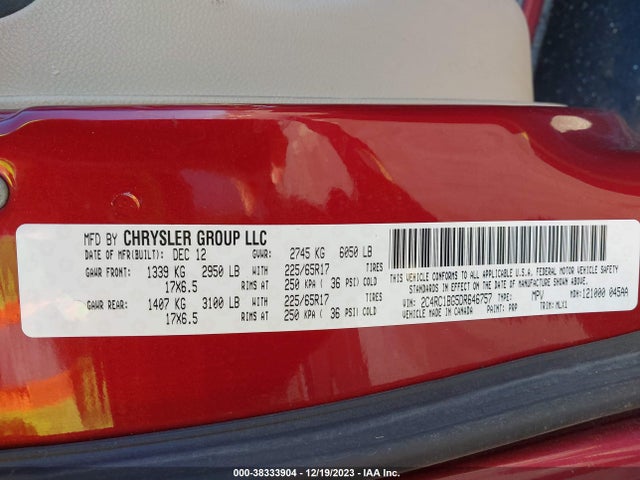 2013 CHRYSLER TOWN & COUNTRY TOURING VIN: 2C4RC1BG5DR646757