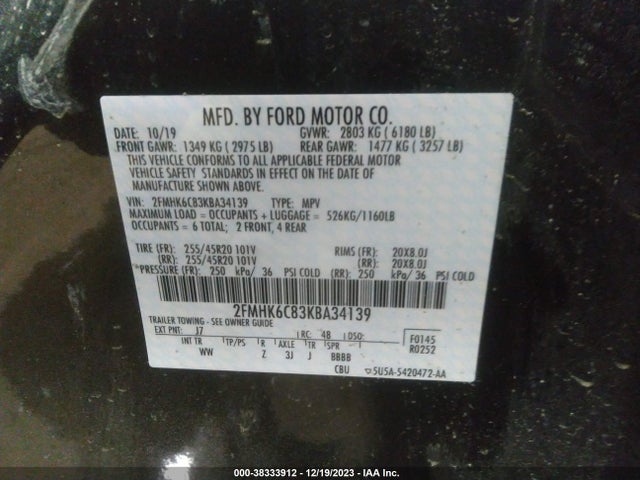 Ford FLEX SEL 2019 2FMHK6C83KBA34139 Image 9
