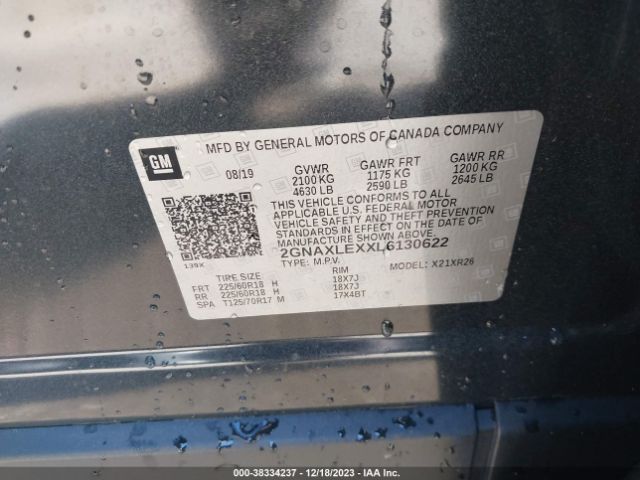 2020 CHEVROLET EQUINOX 2GNAXLEXXL6130622 Photo 8