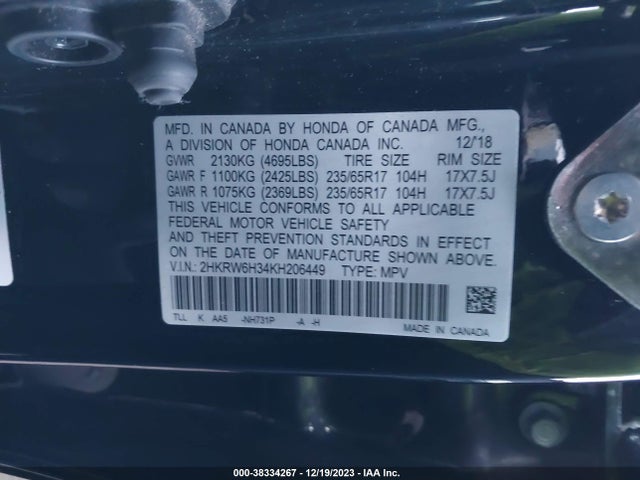 Honda CR-V LX 2019 2HKRW6H34KH206449 Image 9