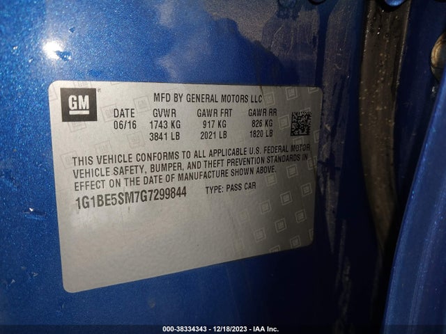 Chevrolet Cruze Lt Auto 2016 1G1BE5SM7G7299844 Image 9