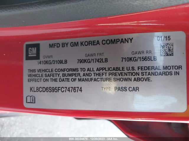 Chevrolet Spark 1lt Cvt 2015 KL8CD6S95FC747674 Image 9