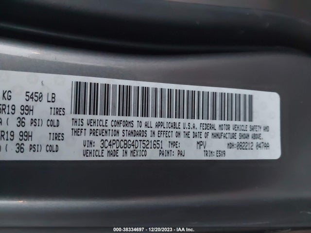2013 DODGE JOURNEY SE VIN: 3C4PDCAB2DT557716