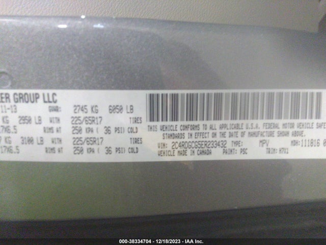 Dodge Grand Caravan Sxt 2014 2C4RDGCG5ER233432 Image 9