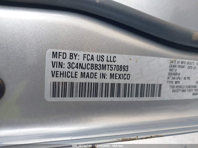 Jeep Compass Altitude Fwd 2021 3C4NJCBB3MT570893 Image 9