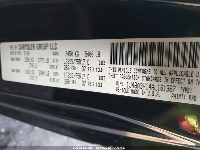 2010 JEEP WRANGLER UNLIMITED SPORT VIN: 1J4BA3H14AL161367