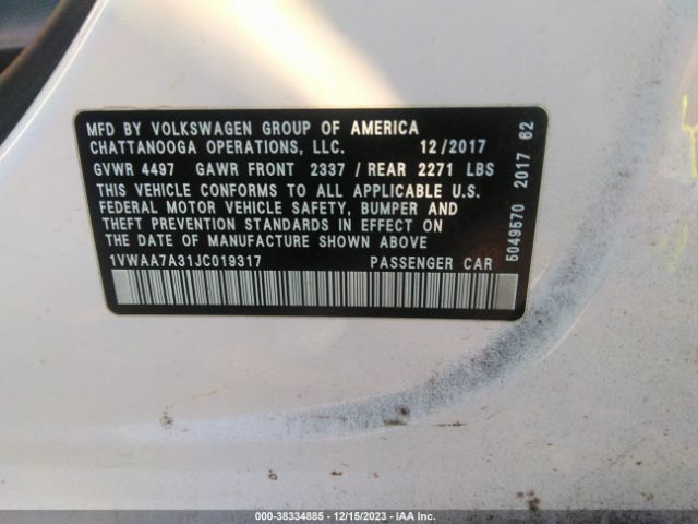 2018 VOLKSWAGEN PASSAT 1VWAA7A31JC019317 Photo 8