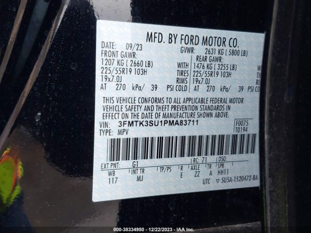 3FMTK3SU1PMA83711 Ford Mustang Mach-e Premium