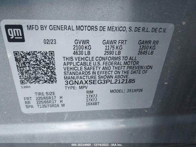 Chevrolet Equinox Awd Ls 2023 3GNAXSEG3PL212185 Image 9