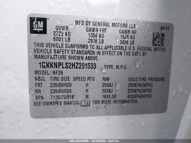 GMC Acadia Denali 2017 1GKKNPLS2HZ291533 Image 9
