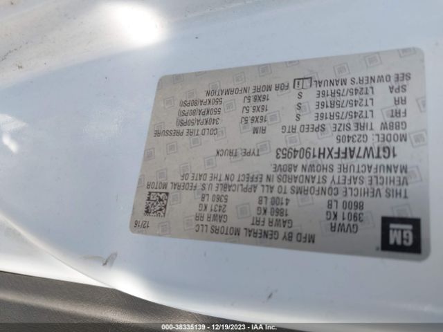 1GTW7AFFXH1904953 GMC Savana 2500 Work Van