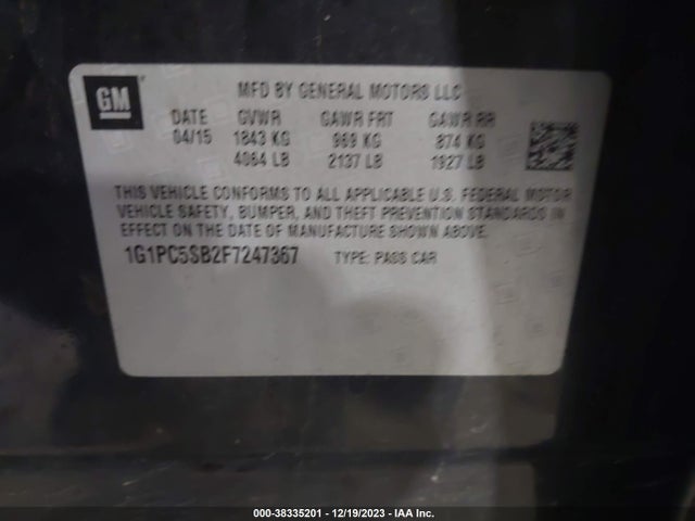 Chevrolet Cruze 1lt Auto 2015 1G1PC5SB2F7247367 Image 9