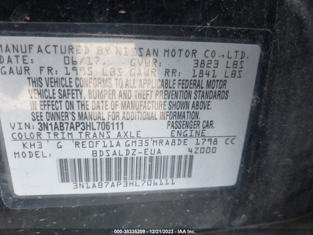 Nissan SENTRA SV 2017 3N1AB7AP3HL706111 Image 9