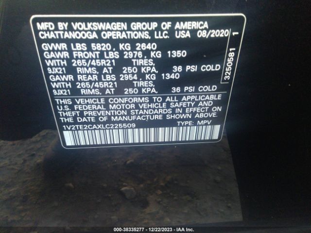 1V2TE2CAXLC225509 Volkswagen Atlas Cross Sport 3.6l V6 Sel Premium R-line