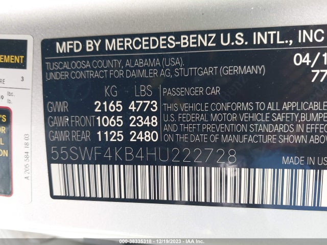 55SWF4KB4HU222728 Mercedes-Benz C 300 4matic/luxury 4matic/sport 4matic