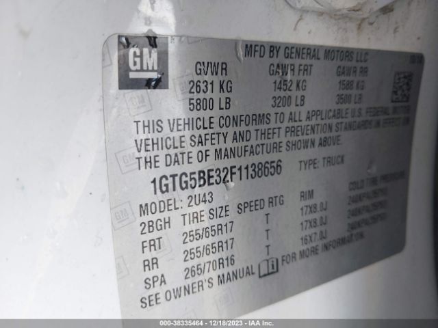 1GTG5BE32F1138656 GMC CANYON SLE