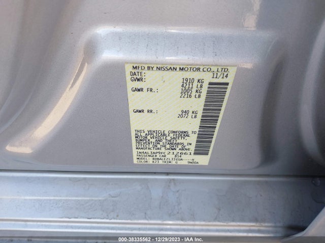 Nissan Altima 2.5 S 2015 1N4AL3AP9FC212661 Image 9
