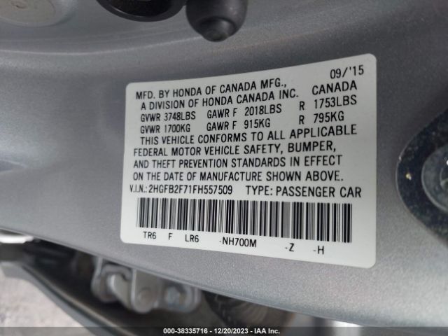 2HGFB2F71FH557509 Honda CIVIC SE