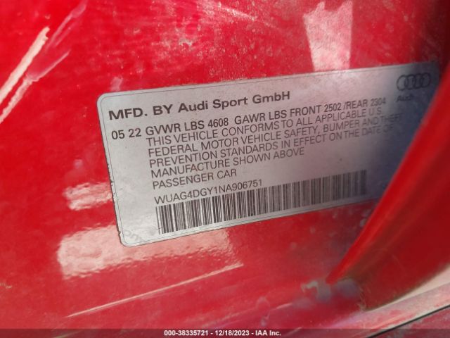 WUAG4DGY1NA906751 Audi Rs 3 Tfsi Quattro S Tronic