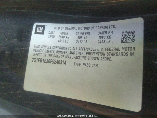 Chevrolet Camaro 2ls 2015 2G1FB1E36F9246314 Image 9