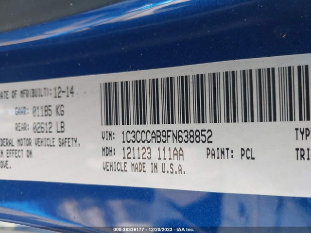 2015 CHRYSLER 200 LIMITED VIN: 1C3CCCAB9FN638852