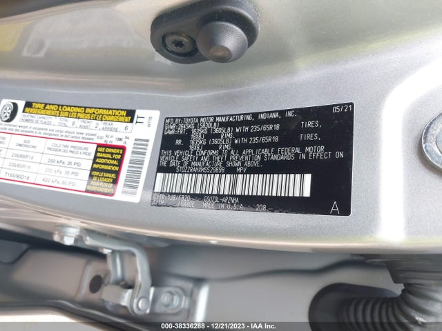 Toyota Highlander L/le 2021 5TDZZRAHXMS529898 Image 9