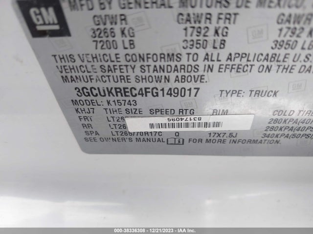 Chevrolet Silverado 1500 1lt 2015 3GCUKREC4FG149017 Image 9